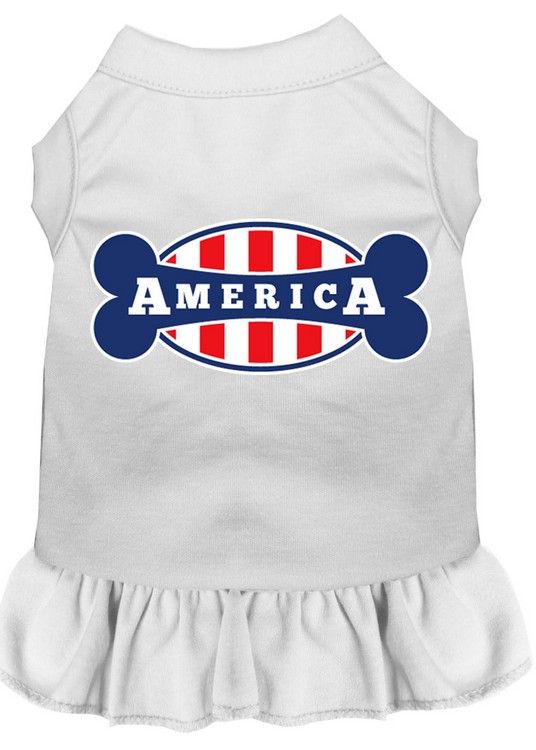 Bonely in America Screen Print Dress White XS